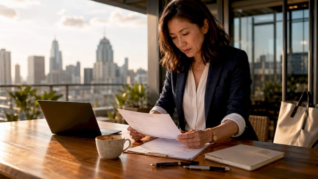 Entrepreneur reviewing scalability checklist