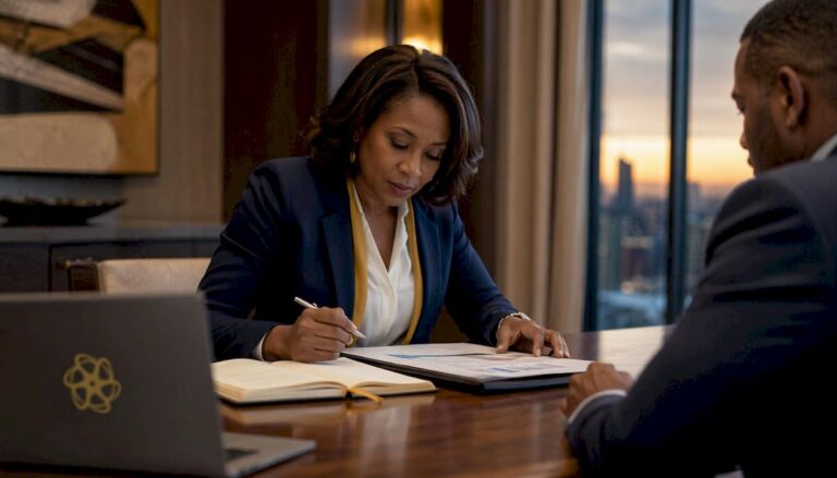 Businesswoman reviewing exit planning strategy
