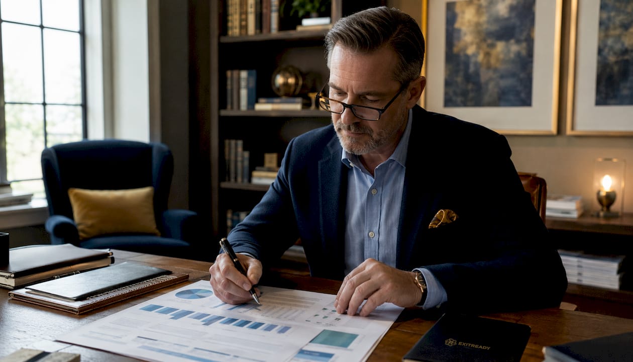 Man preparing buyer network strategy documents