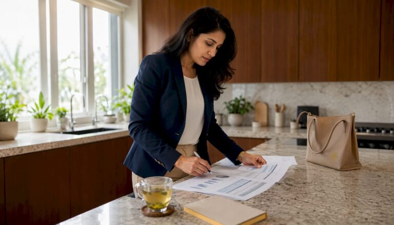 Professional woman reviewing workforce development plan