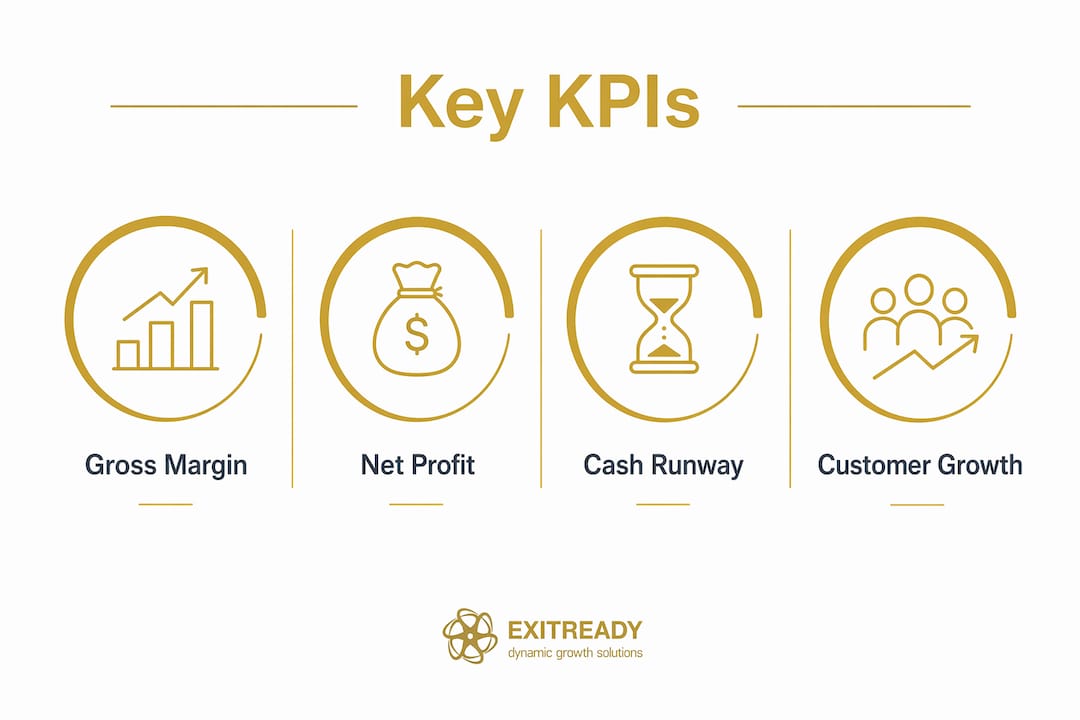 Infographic showing key KPIs for business health diagnosis
