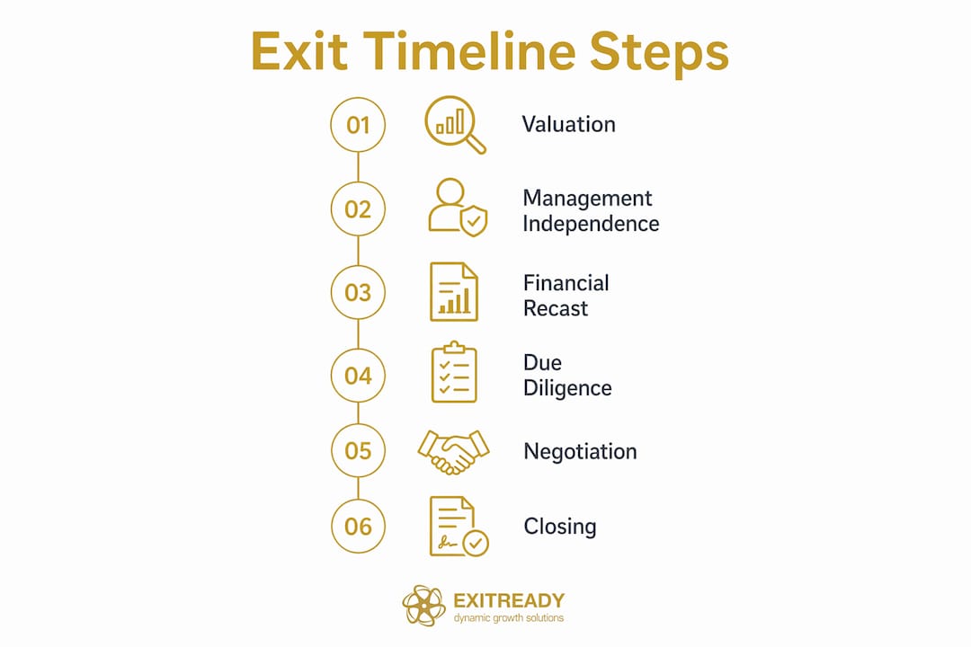 Infographic showing exit timeline planning steps
