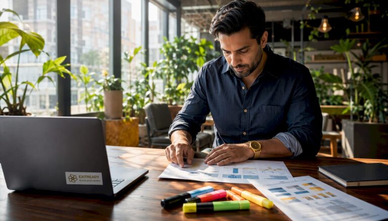 Business analyst reviewing ERP platform comparison charts