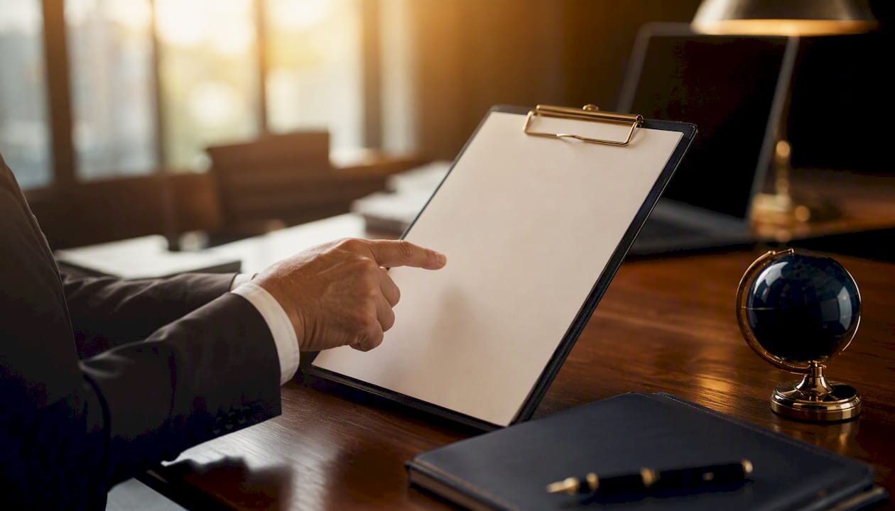 Hand pointing to KPI dashboard on clipboard