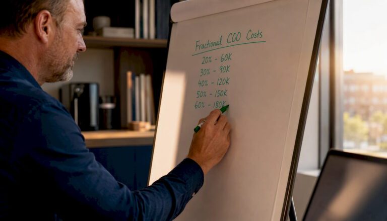 Hands writing COO cost estimates on whiteboard