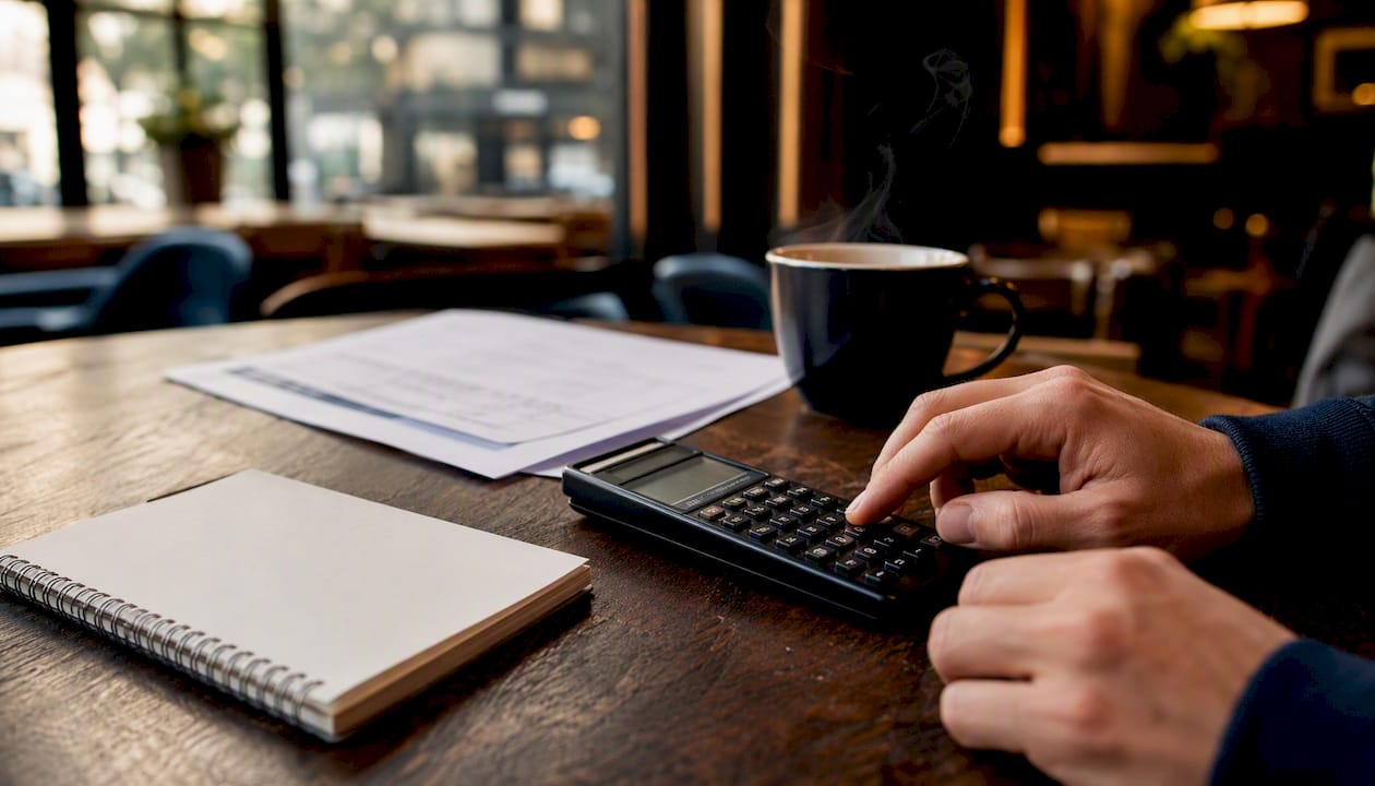 Hands calculating COO hours and budget