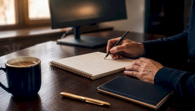 Hands typing to start SOP document
