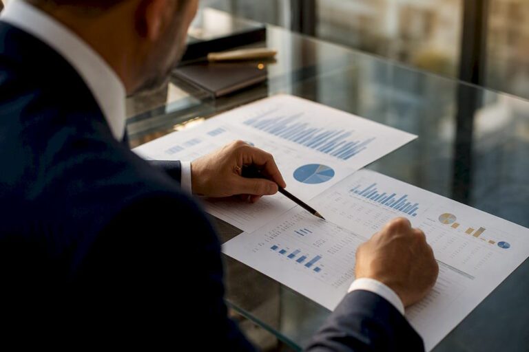 Close-up hands pointing at cost analysis charts