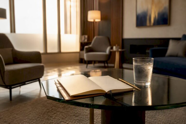 Conference table with QBR meeting materials