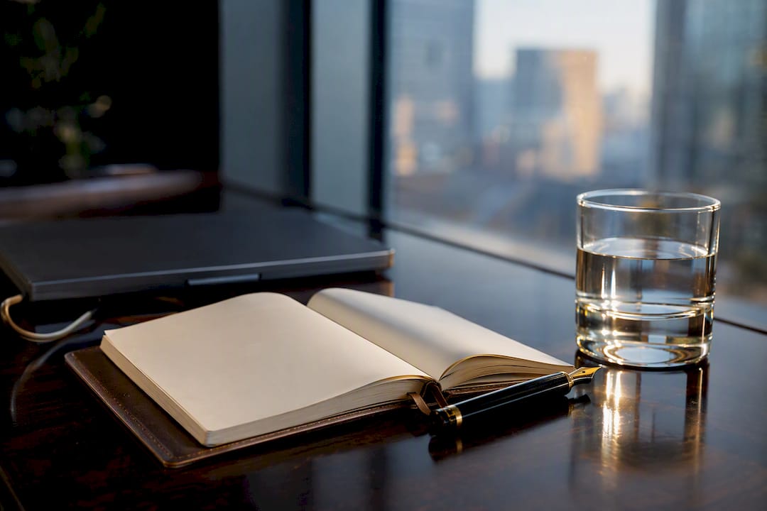 Executive office desk with leadership materials