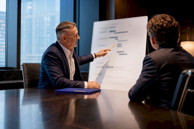 Executive and owner reviewing engagement scope