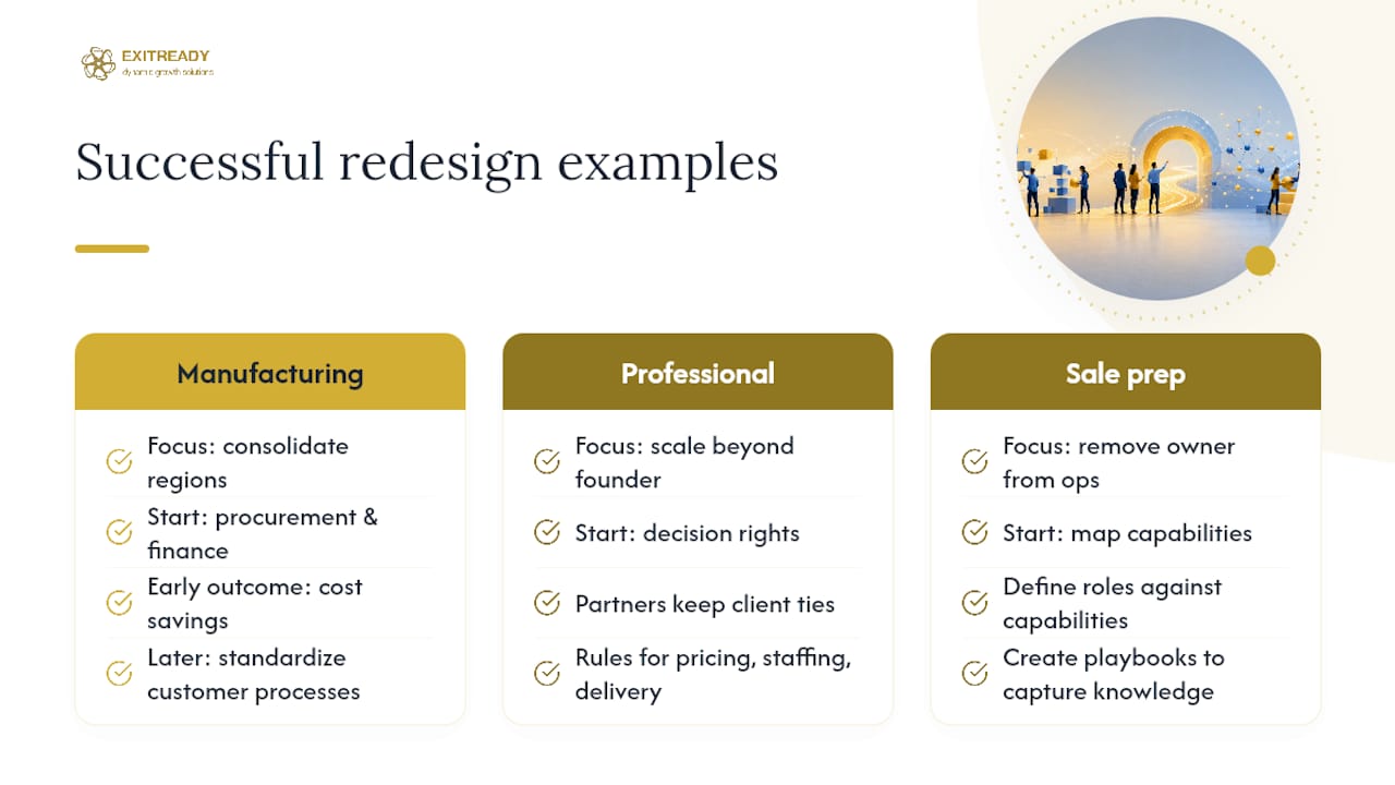 Examples of Operating Model Redesigns That Actually Worked — overview diagram