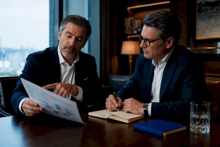 Executives reviewing a management equity plan