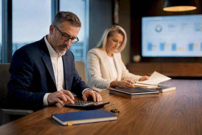 Finance team reviewing overhead allocation