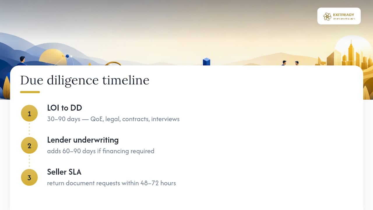 MA diligence workstreams and timing