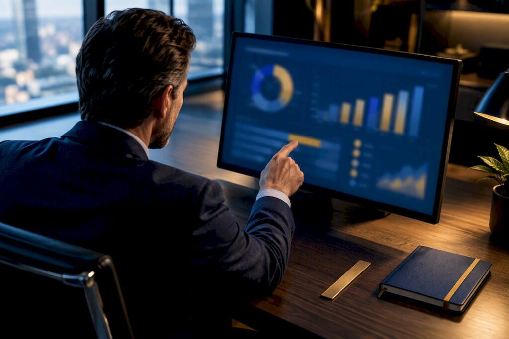 Director reviewing customer concentration dashboard
