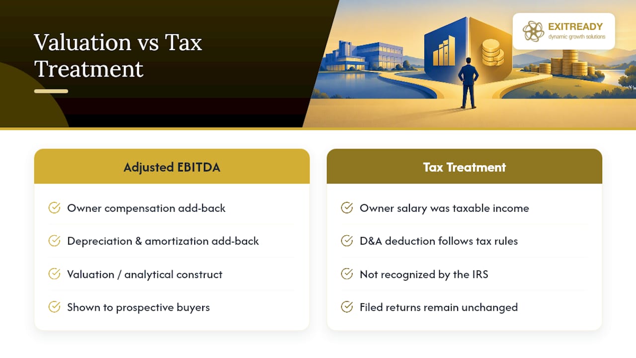 Adjusted EBITDA versus tax treatment