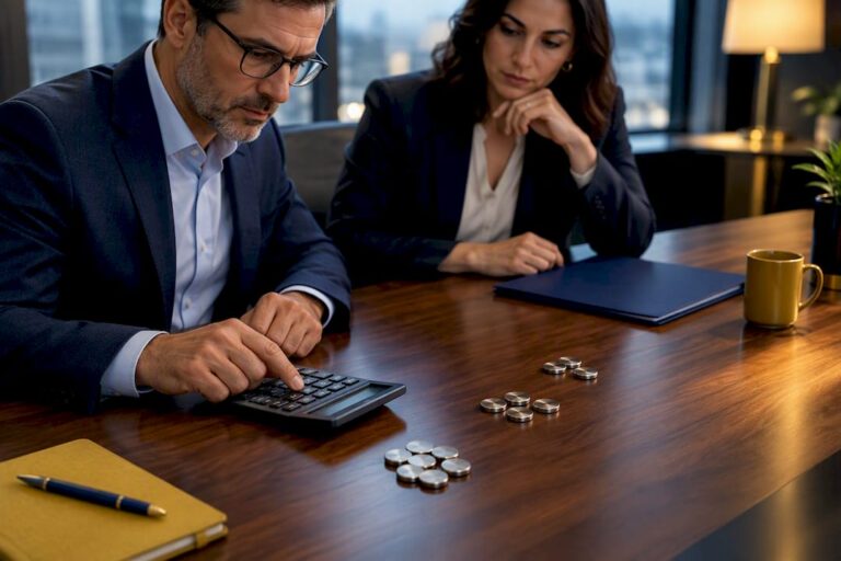 Executives comparing pricing costs and margins