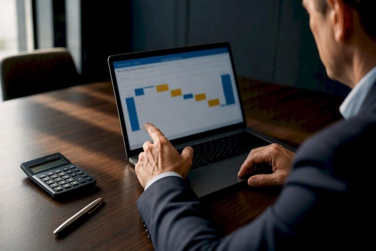 CFO reviewing an EBITDA bridge spreadsheet