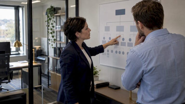 Leaders reviewing a reporting structure
