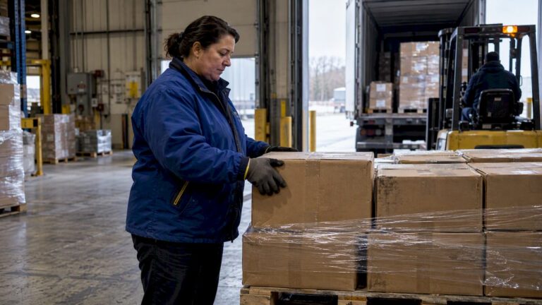 Operations manager inspecting incoming freight