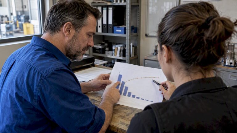 Owner examining a Pareto bar chart