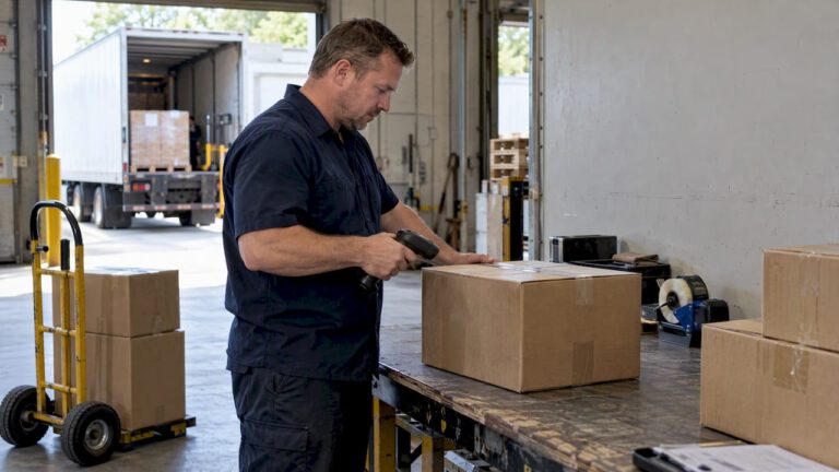 Coordinator scans a carton before shipment