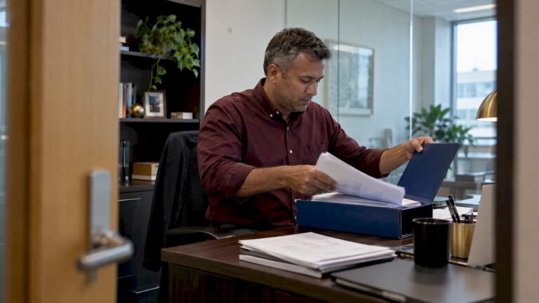 Finance director assembling a board reporting package